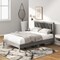 Full/Queen Platform Bed with High Headboard, Wooden Slats, Sturdy Frame, Modern Design